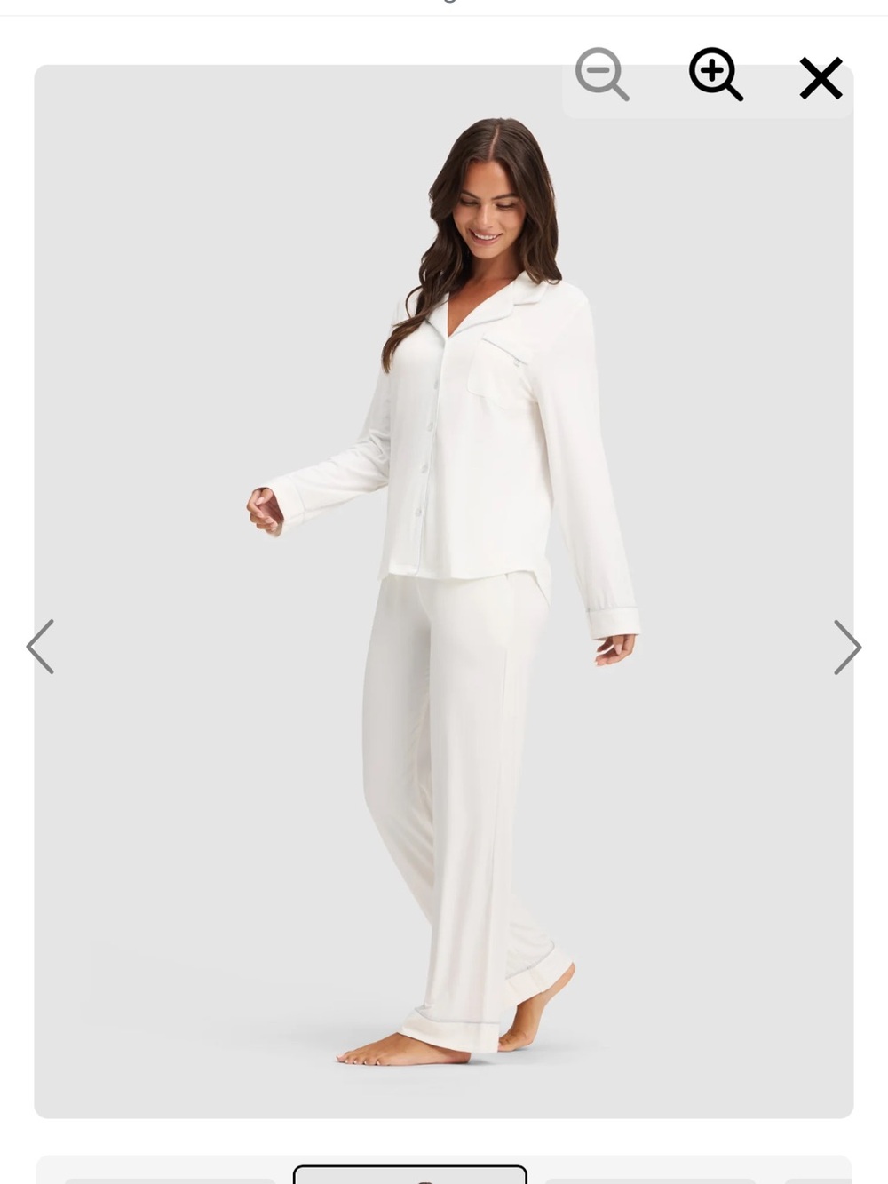 Women's Long-Sleeve Pajama Set in White  xs tall